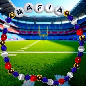 Buffalo Bills Handmade Beaded Bracelet made with Natural Gemstone and Crystal